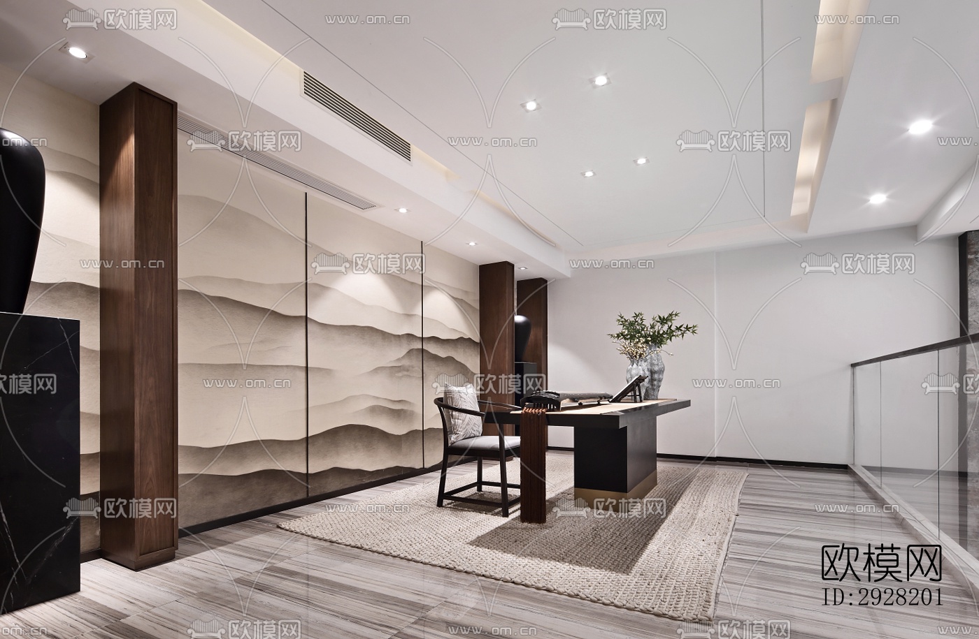 新中式平层效果图下载（渲染图10）