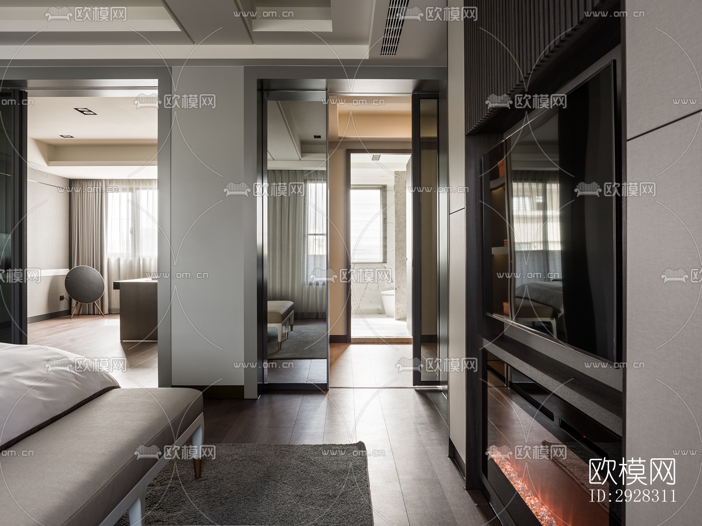 现代平层效果图下载（渲染图2）