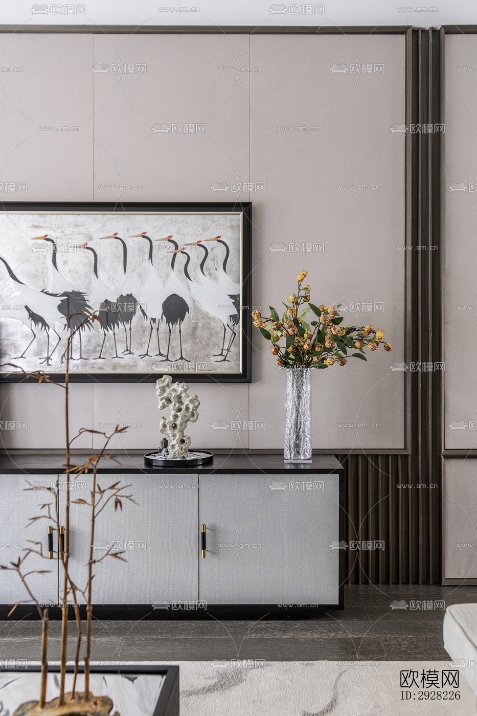 新中式平层效果图下载（渲染图6）