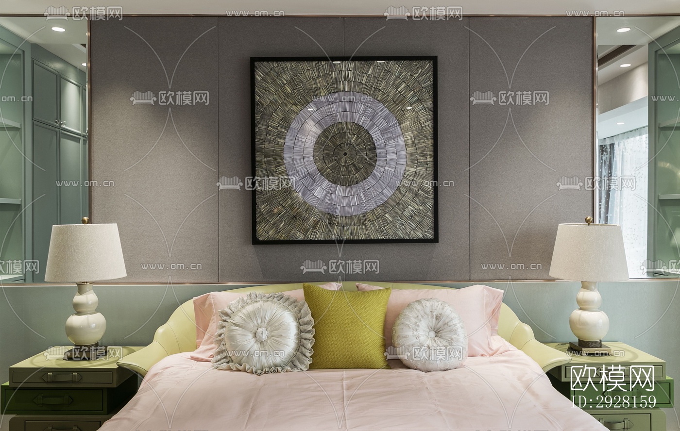 新中式平层效果图下载（渲染图4）