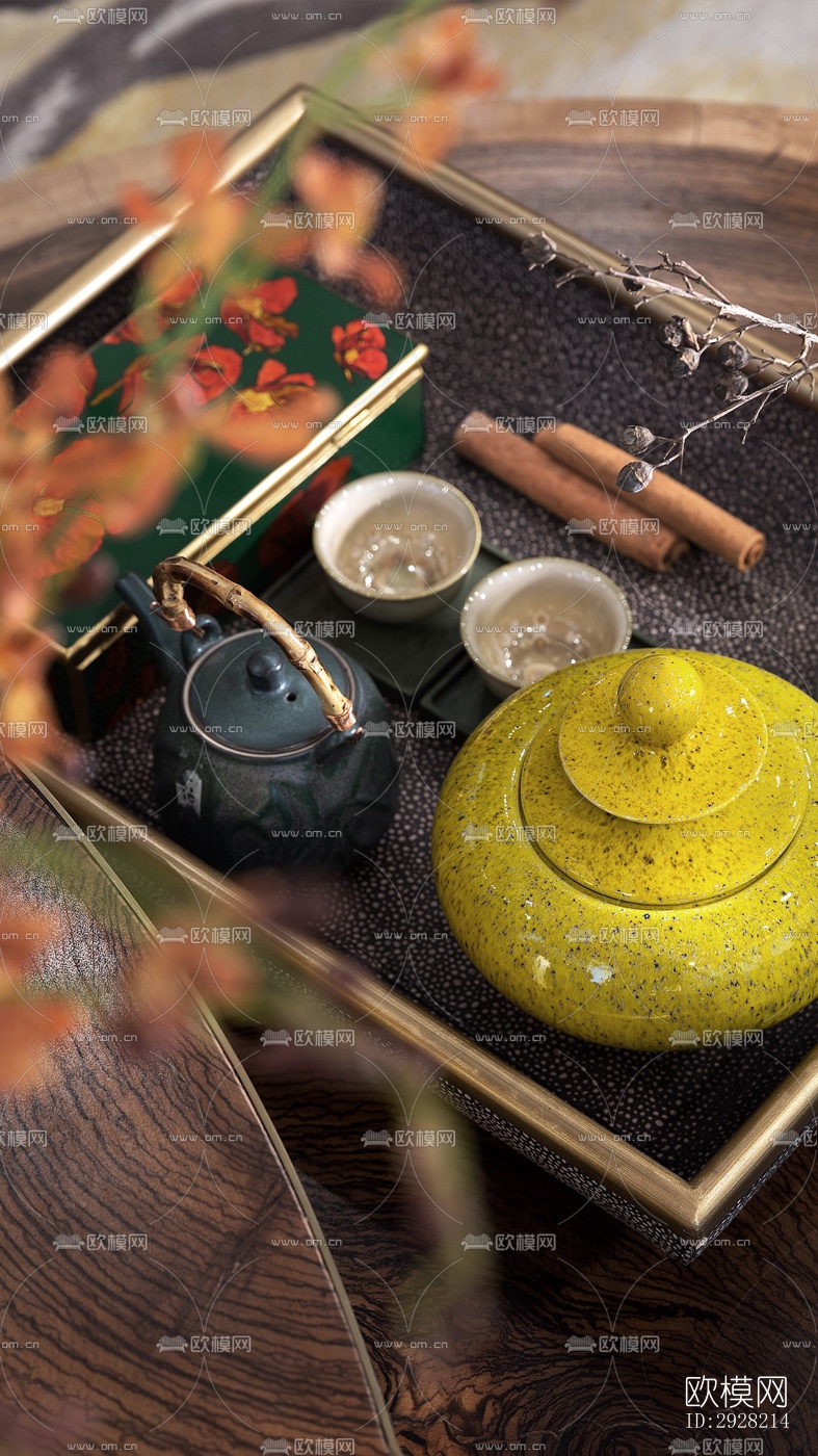 新中式平层效果图下载（渲染图5）