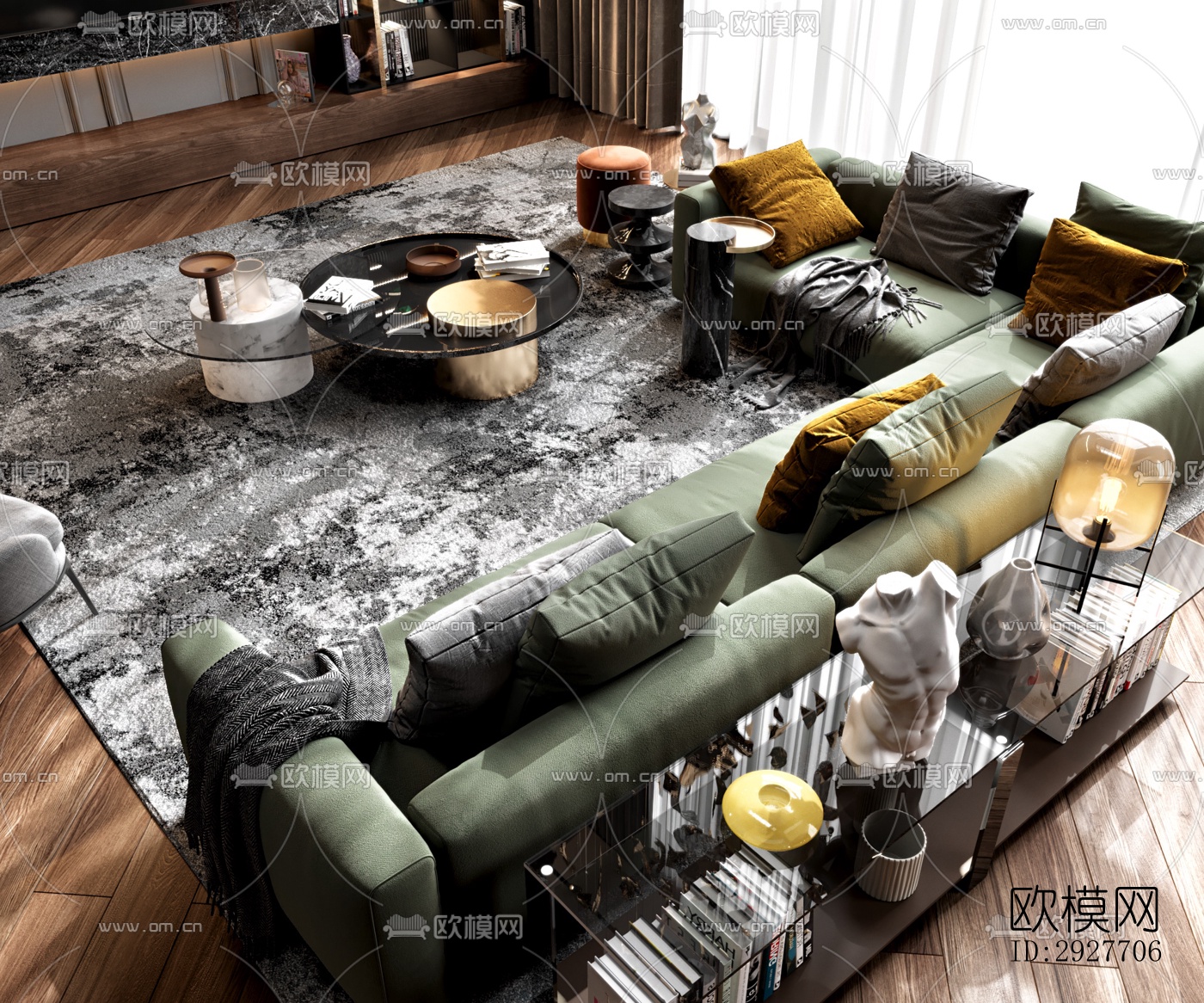 高级灰别墅效果图下载（渲染图6）