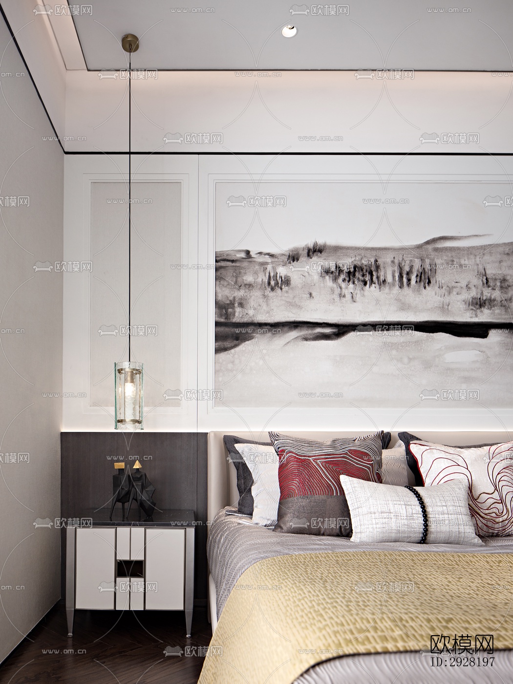 新中式平层效果图下载（渲染图2）