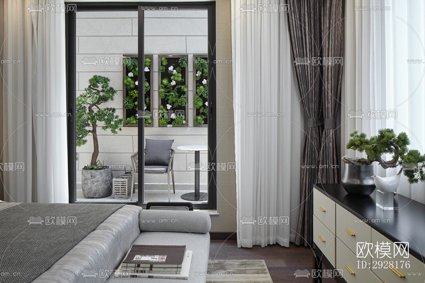 新中式平层效果图下载（渲染图8）