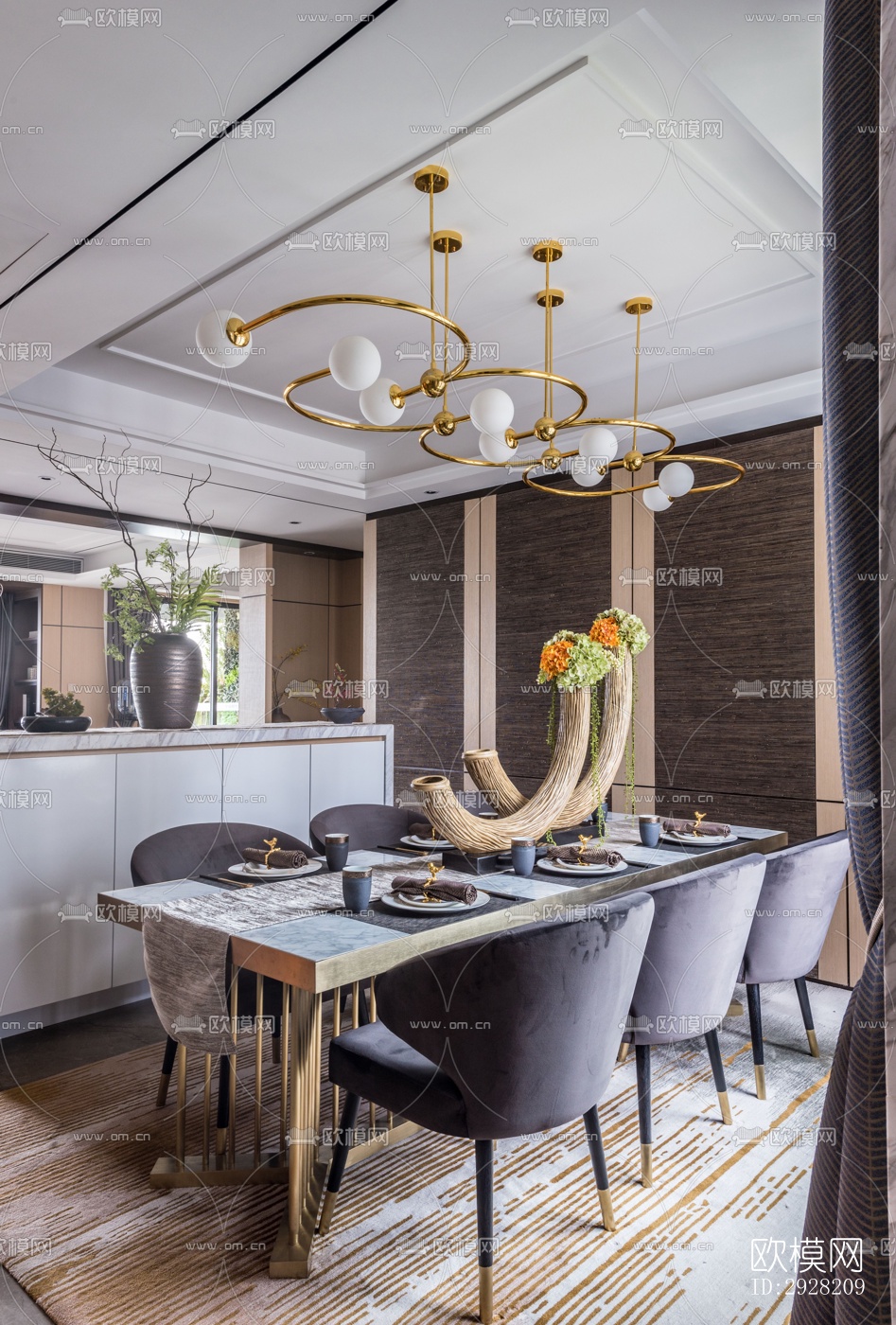 新中式平层效果图下载（渲染图7）