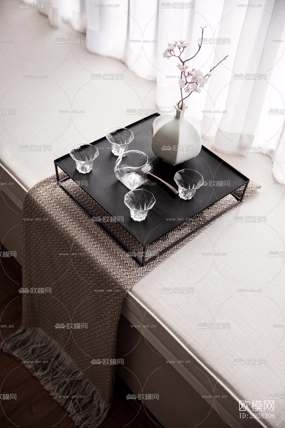 新中式平层效果图下载（渲染图14）