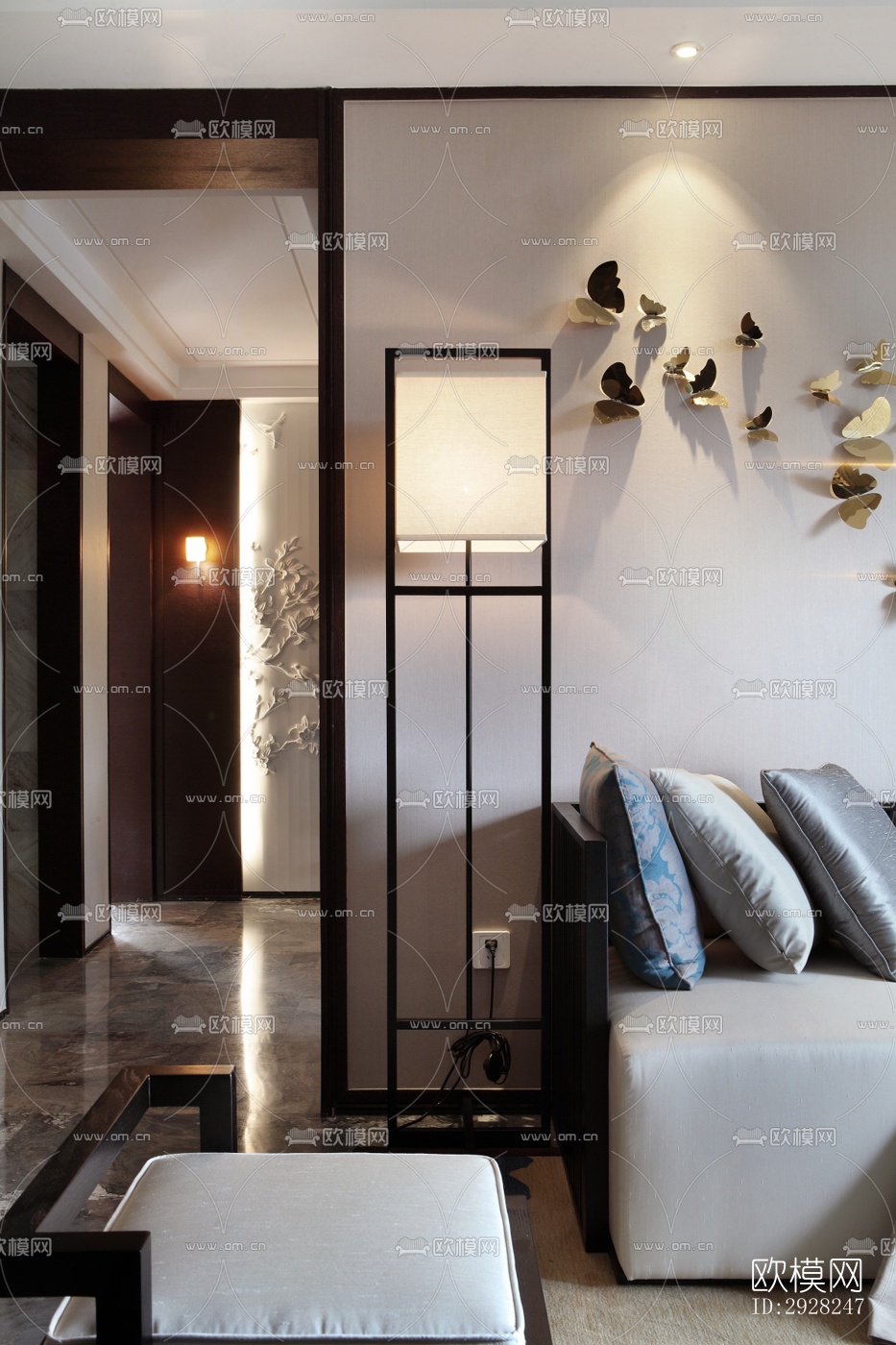 新中式平层效果图下载（渲染图14）