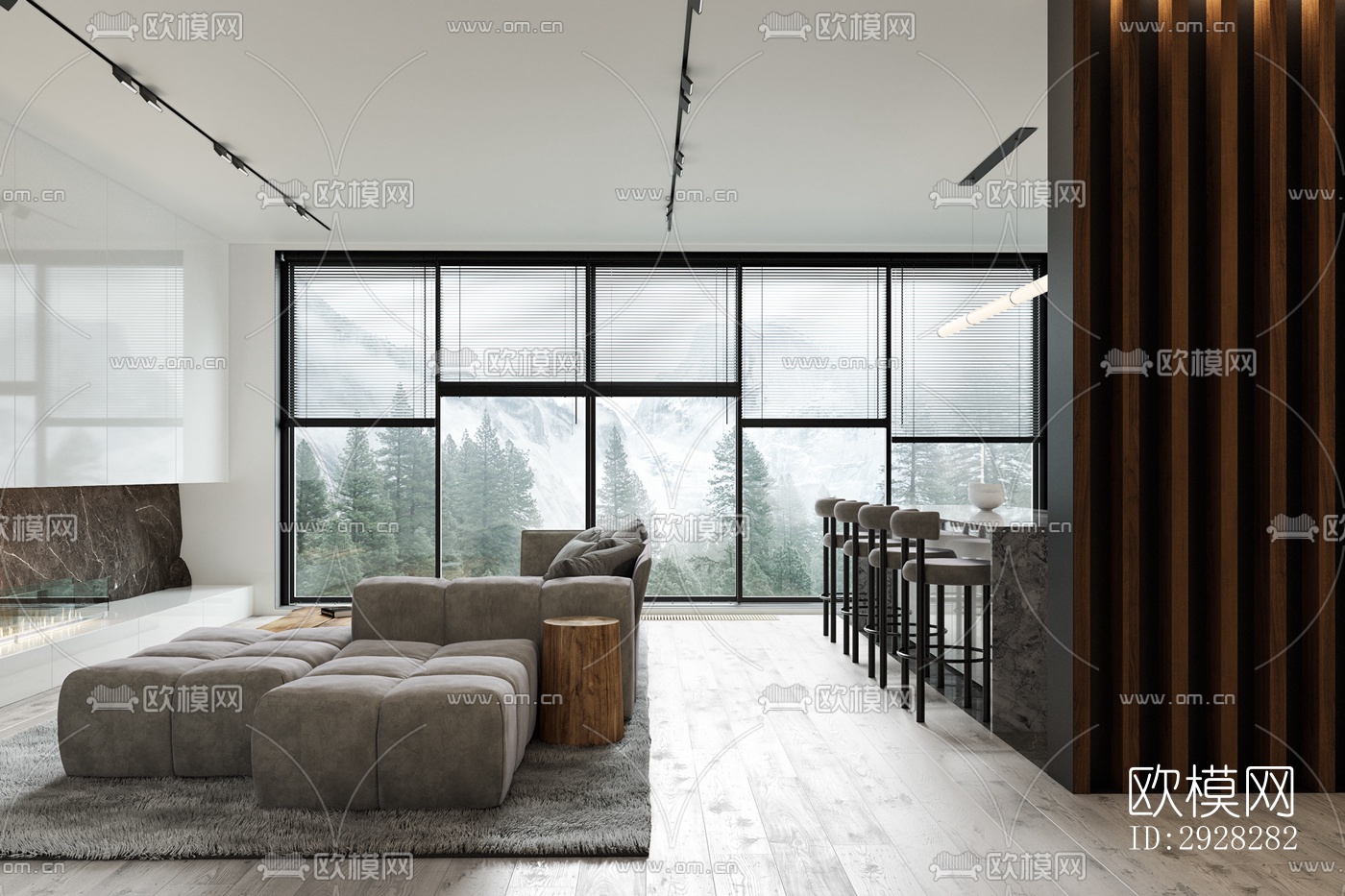 现代平层效果图下载（渲染图12）