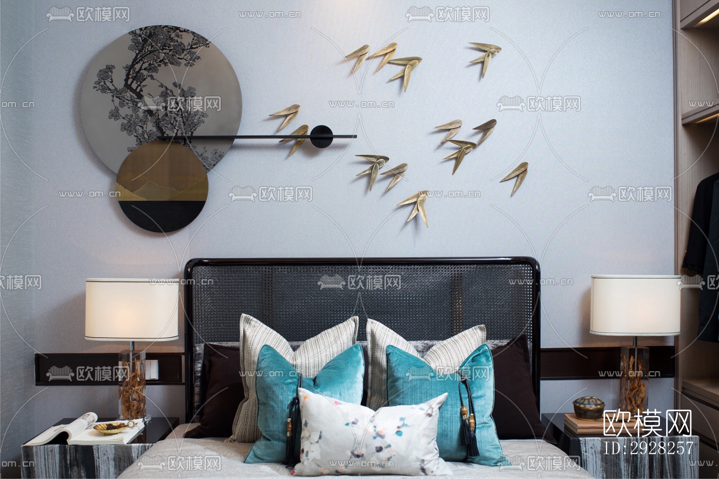 新中式平层效果图下载（渲染图10）