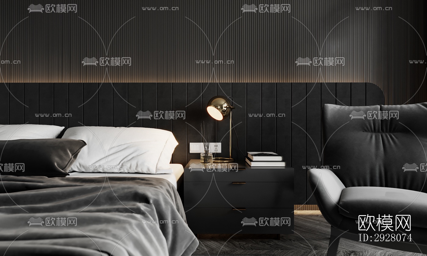 高级灰公寓效果图下载（渲染图6）