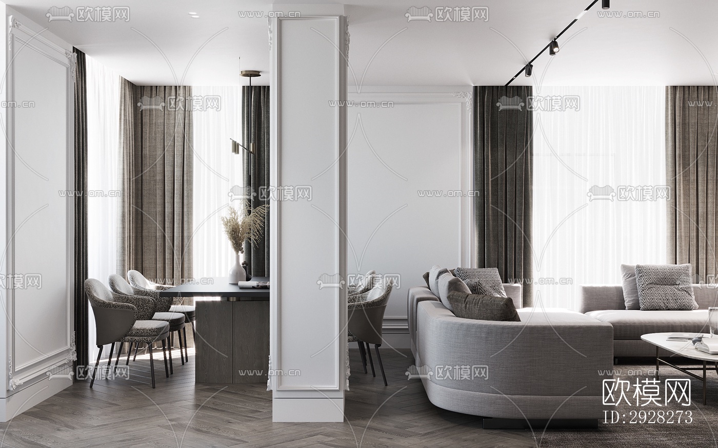 欧式平层效果图下载（渲染图15）