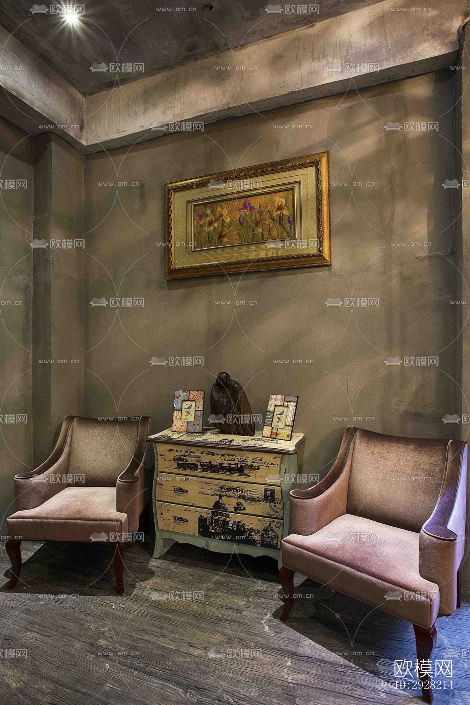 新中式平层效果图下载（渲染图10）