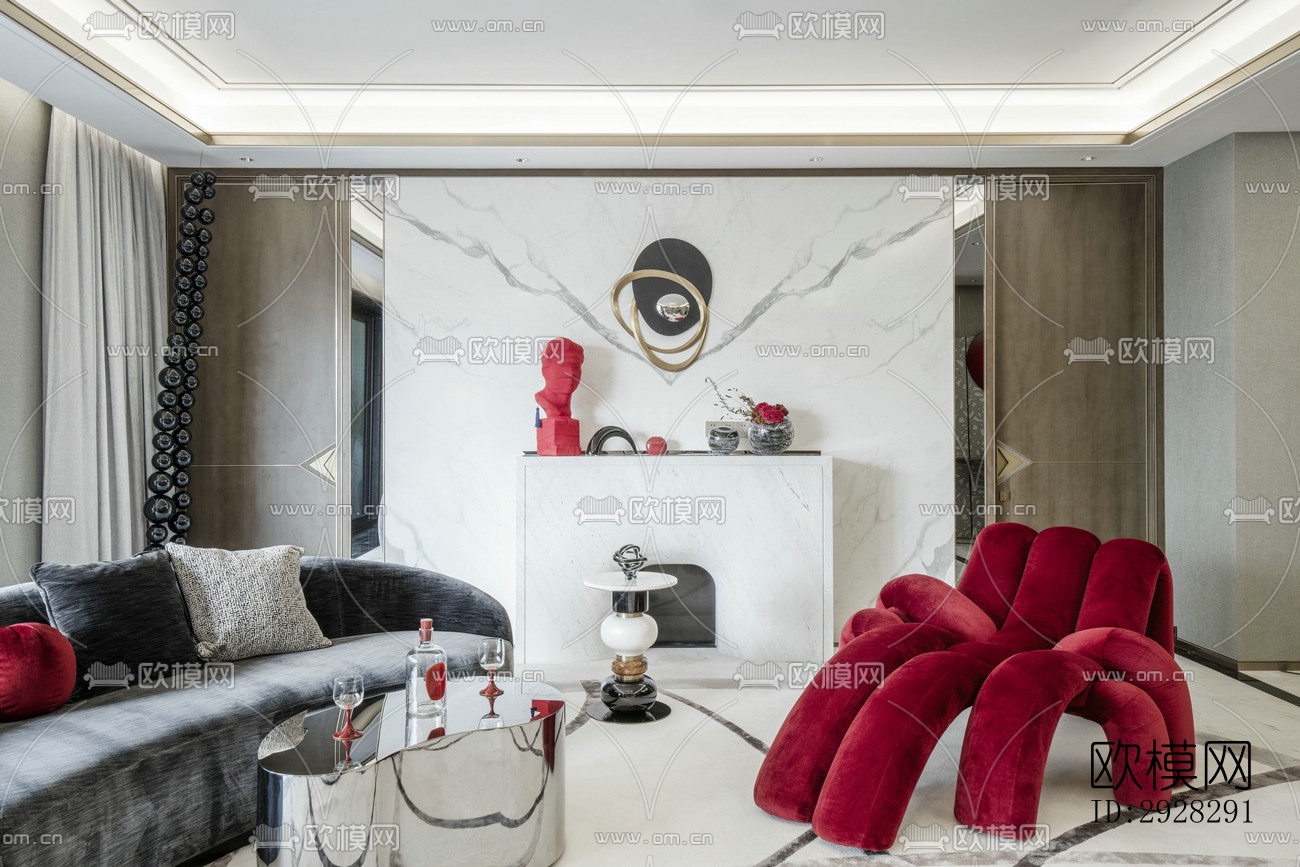 现代平层效果图下载（渲染图16）