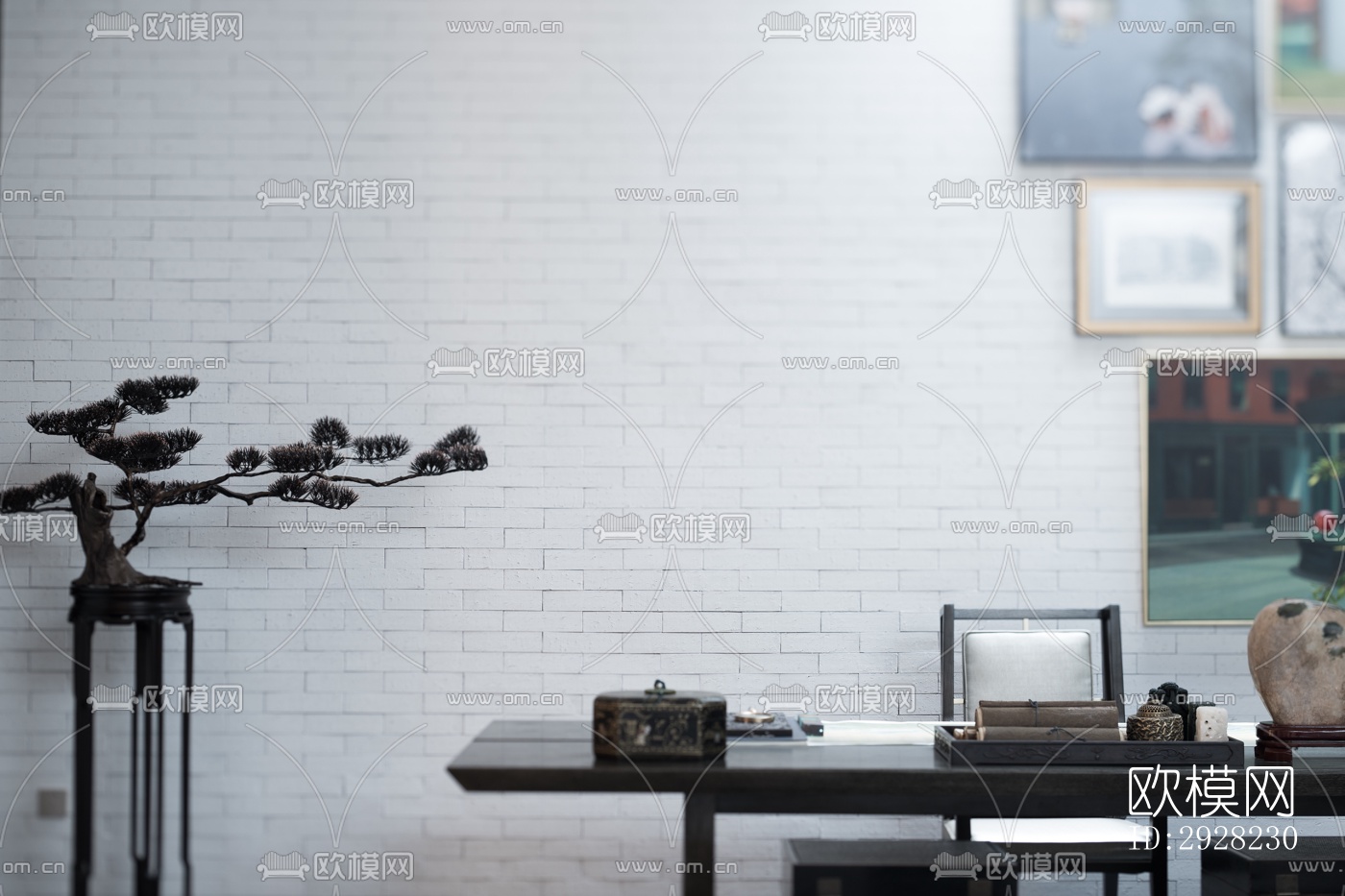 新中式平层效果图下载（渲染图10）