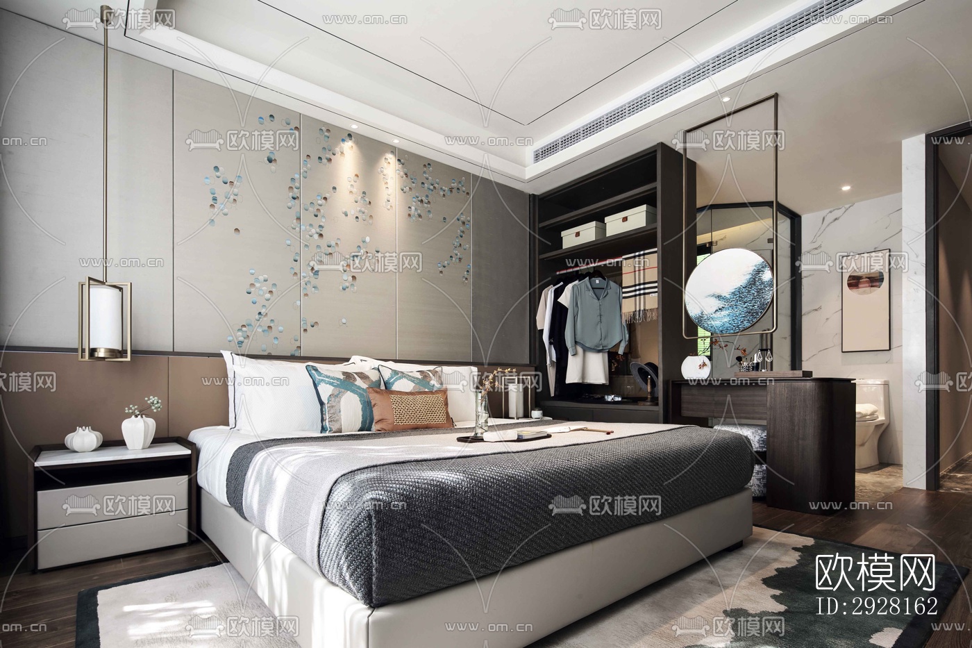 新中式平层效果图下载（渲染图11）