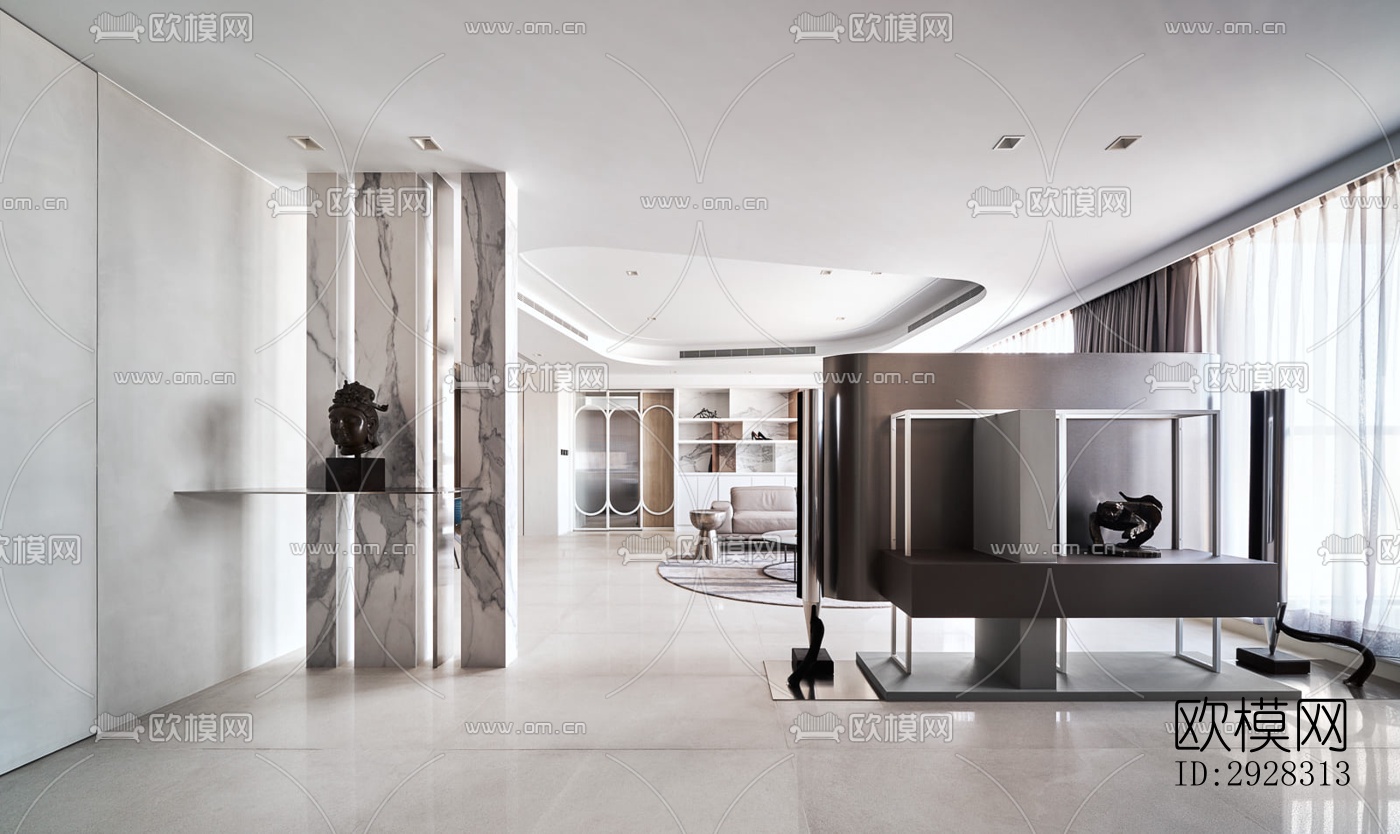 现代平层效果图下载（渲染图1）