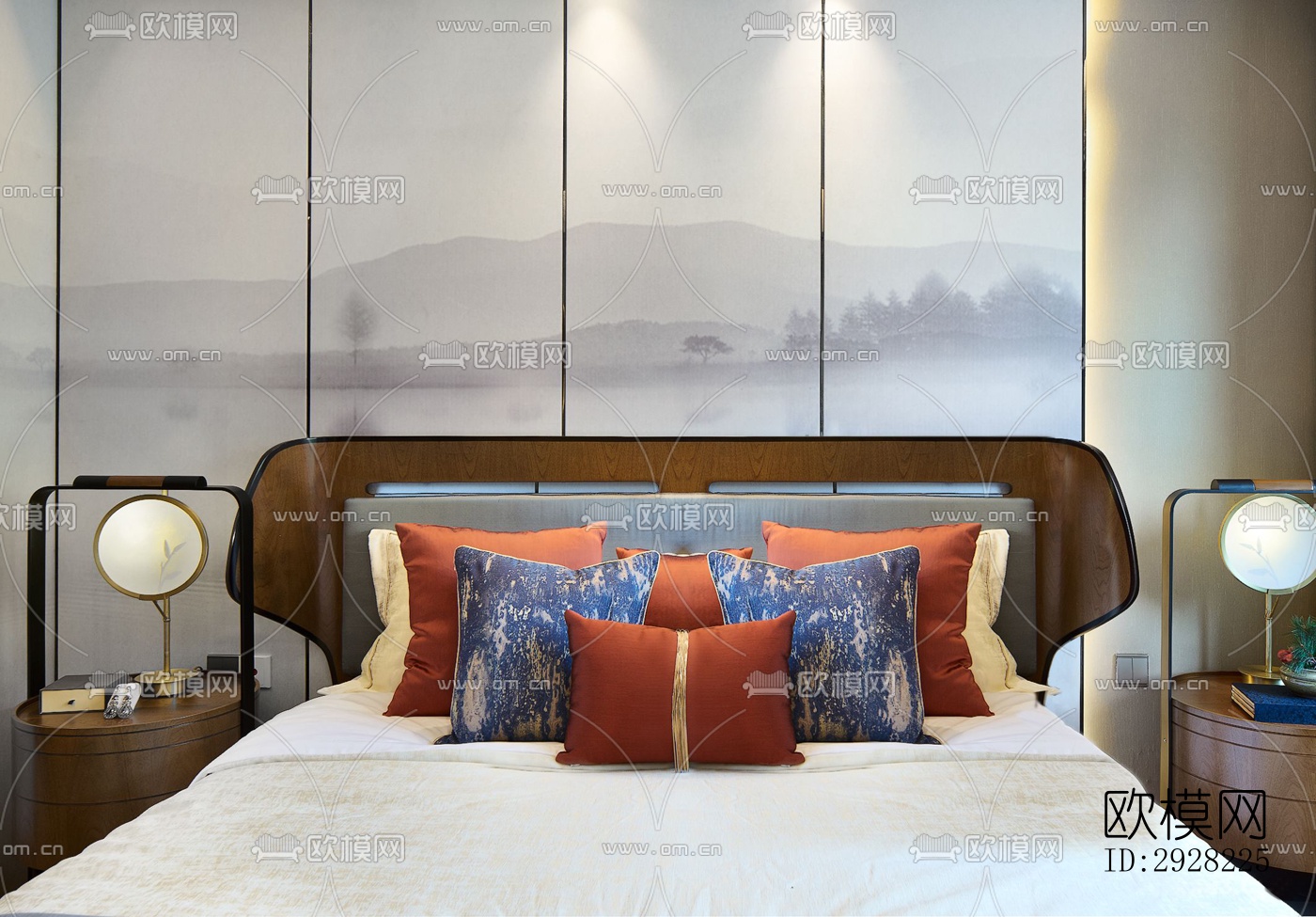 新中式平层效果图下载（渲染图3）