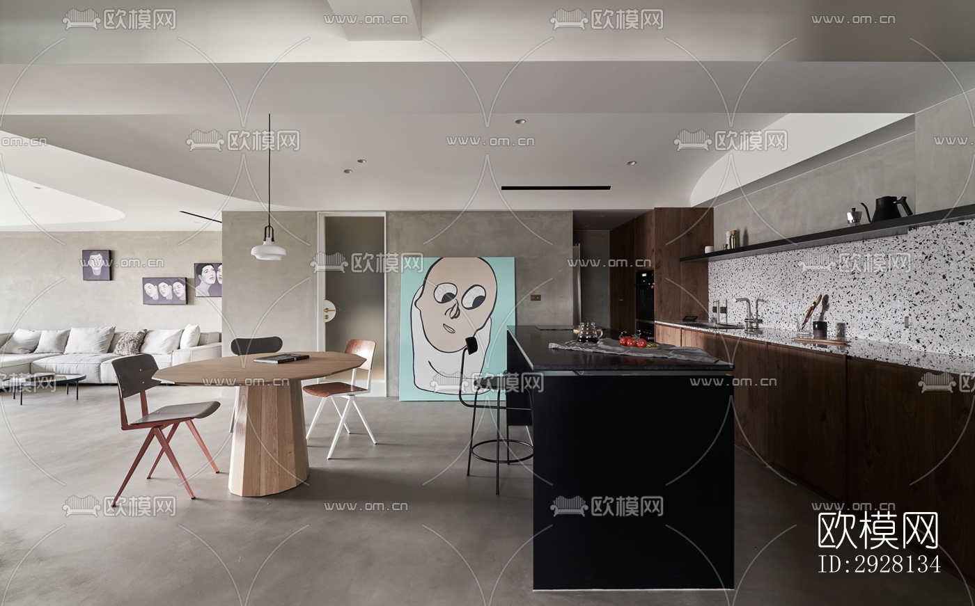 侘寂平层效果图下载（渲染图8）