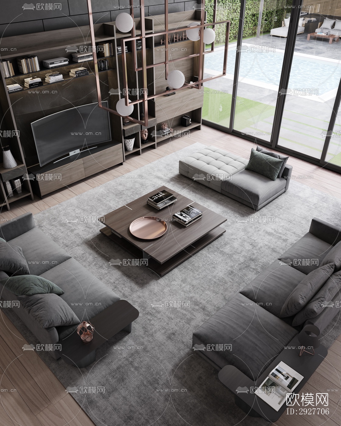 高级灰别墅效果图下载（渲染图17）
