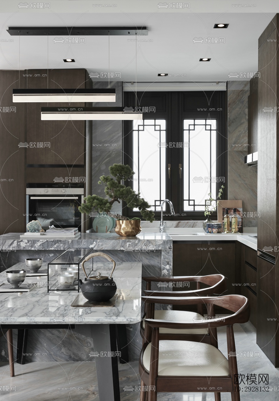 中式平层效果图下载（渲染图2）