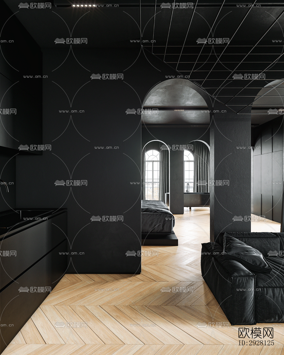 高级灰公寓效果图下载（渲染图7）