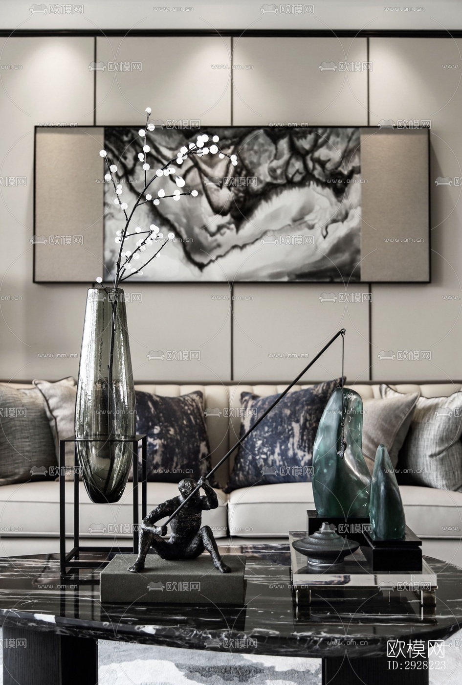 新中式平层效果图下载（渲染图5）