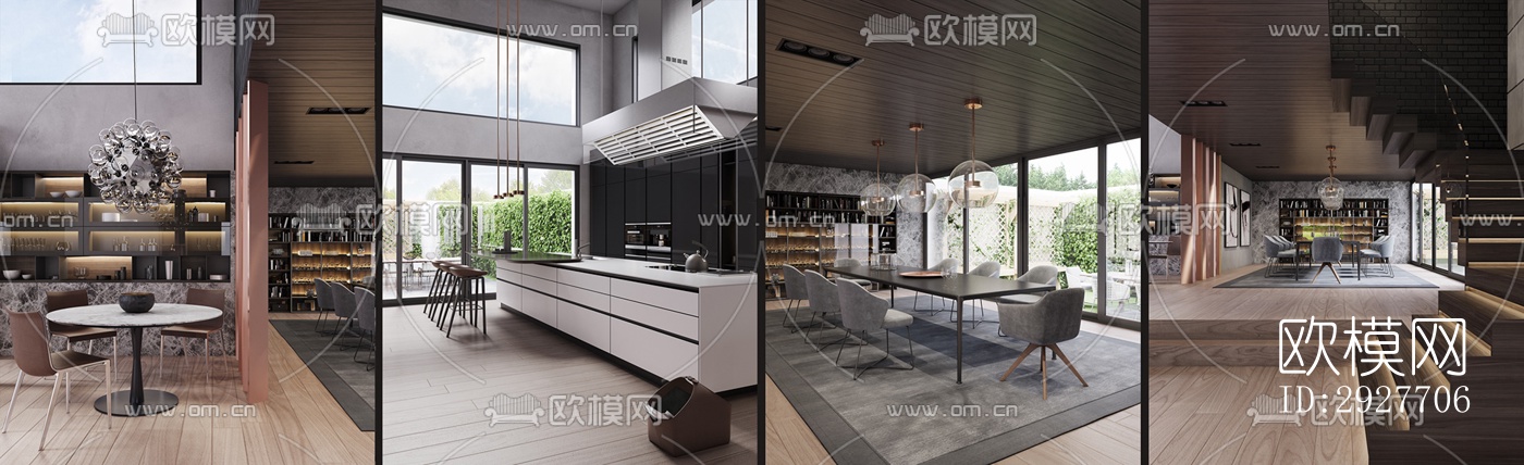 高级灰别墅效果图下载（渲染图15）