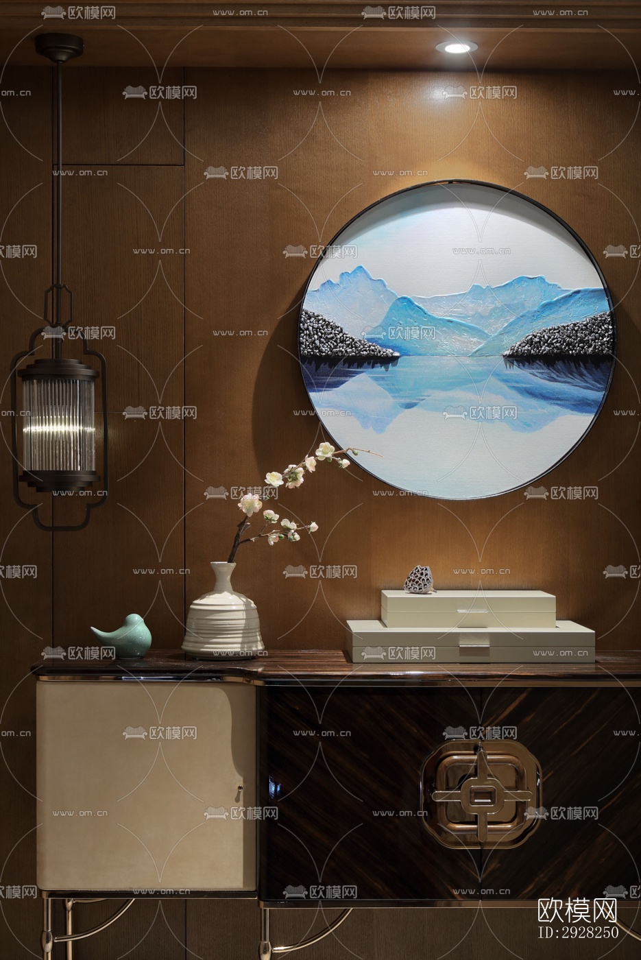 新中式平层效果图下载（渲染图2）