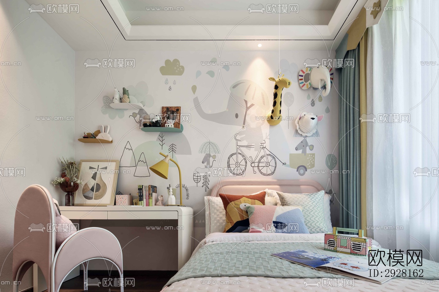 新中式平层效果图下载（渲染图5）