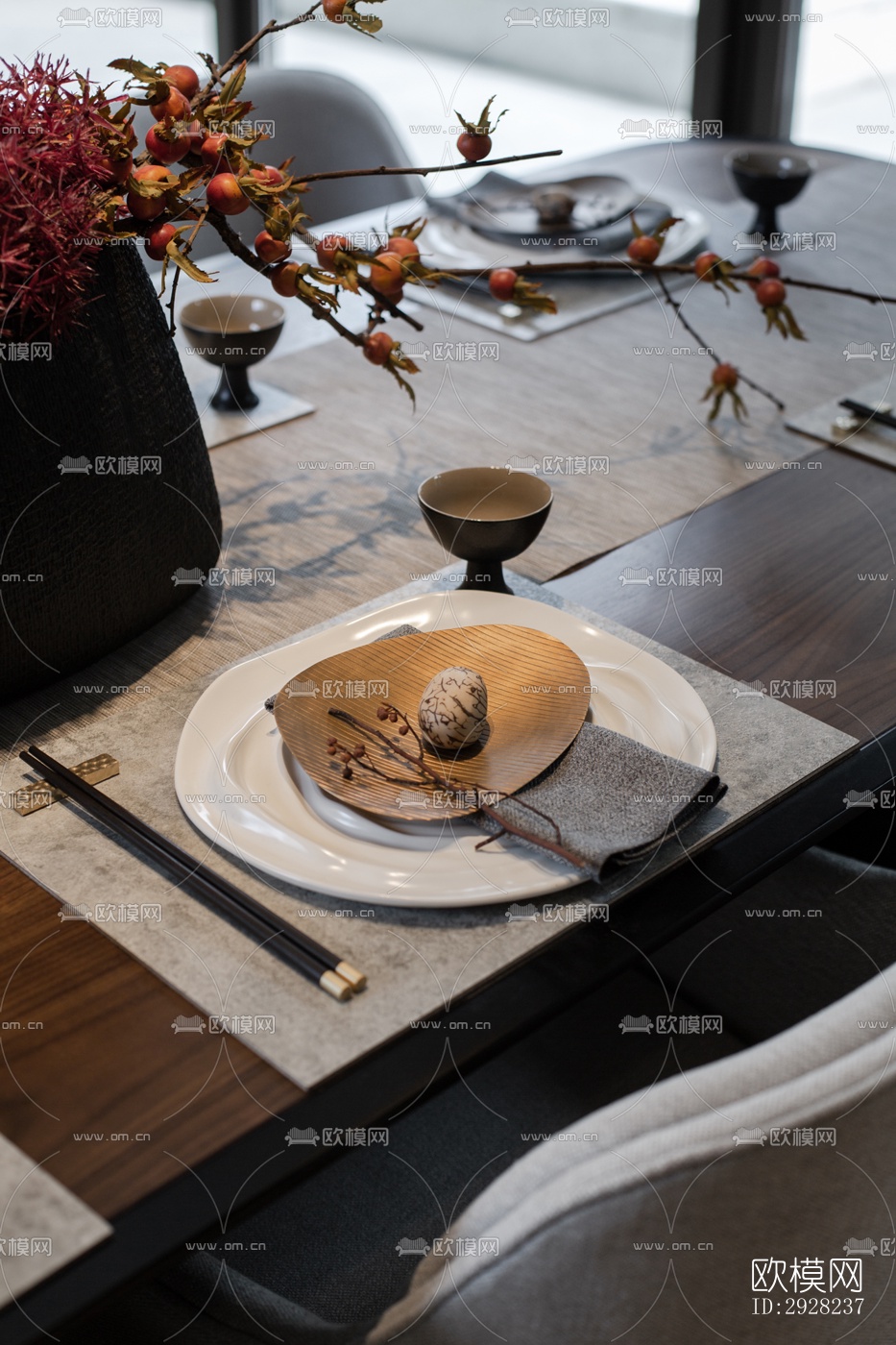 新中式平层效果图下载（渲染图6）