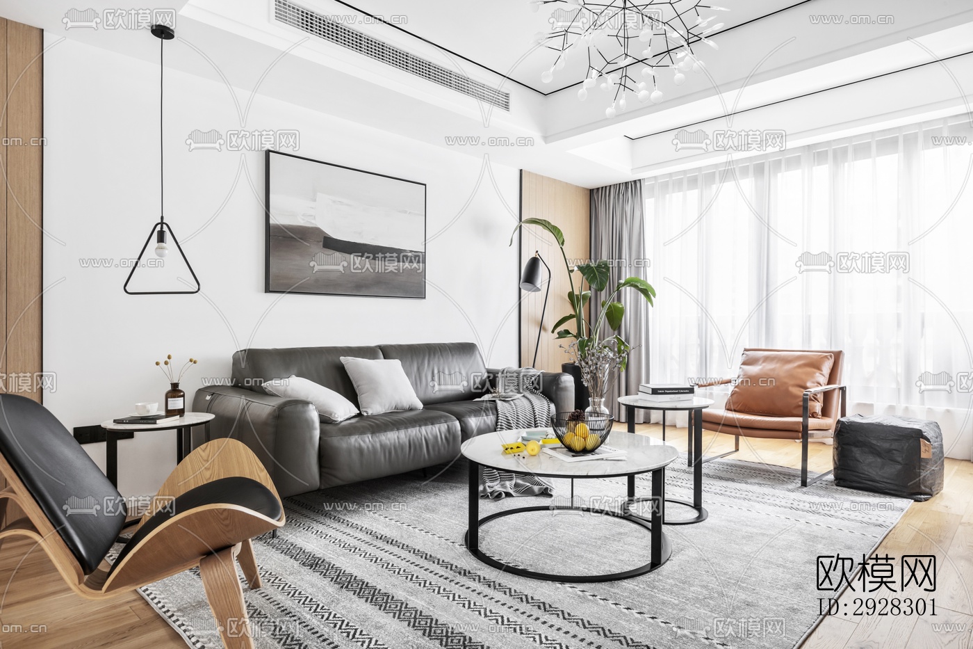 现代平层效果图下载（渲染图3）