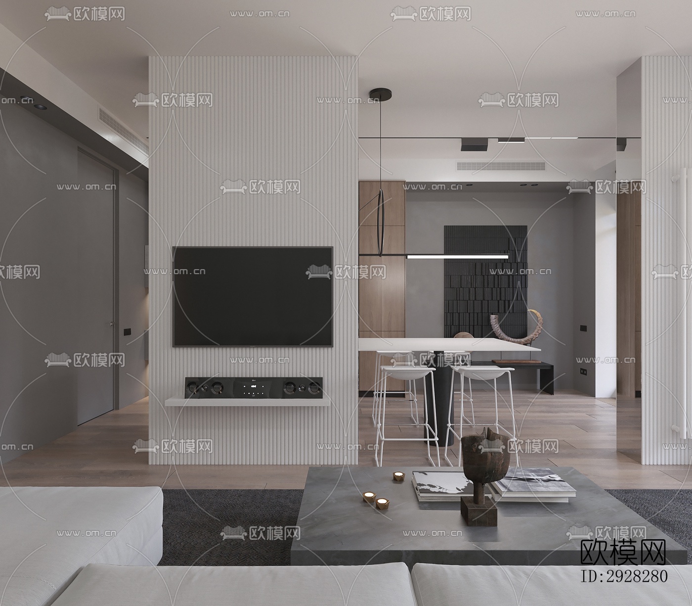 现代平层效果图下载（渲染图11）