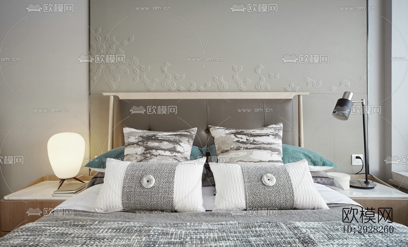 新中式平层效果图下载（渲染图9）