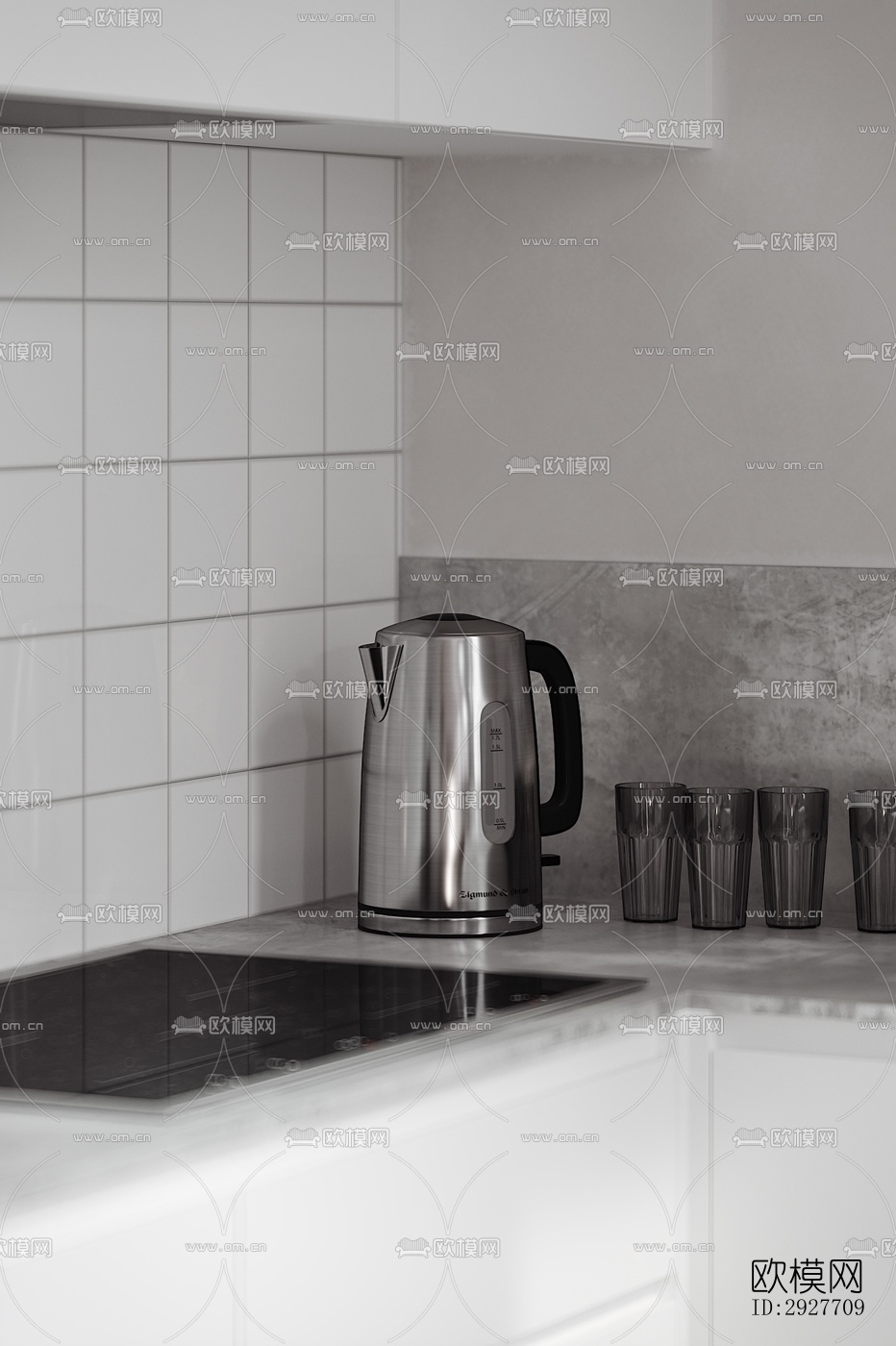 高级灰别墅效果图下载（渲染图3）