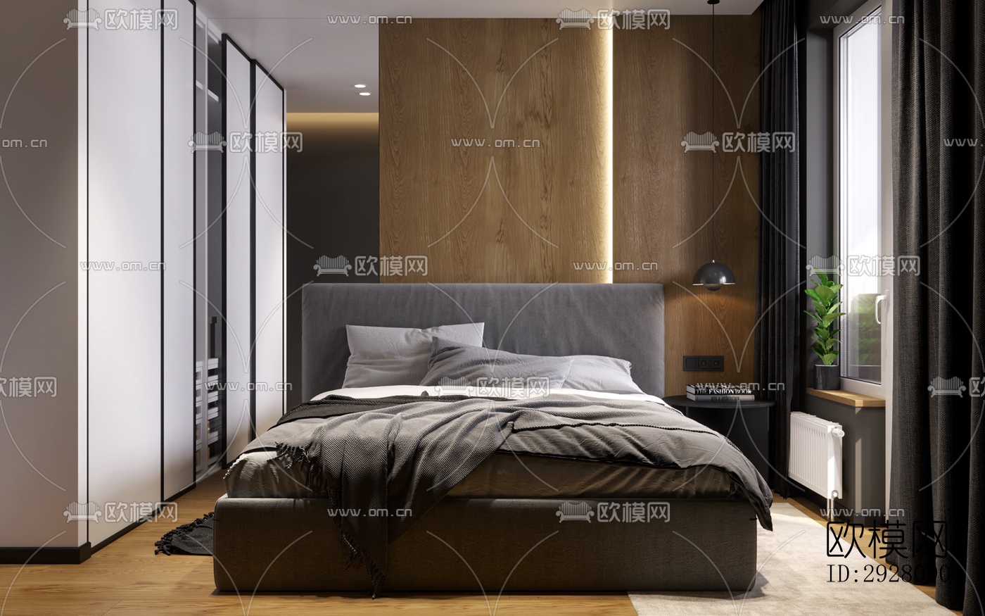 高级灰公寓效果图下载（渲染图6）