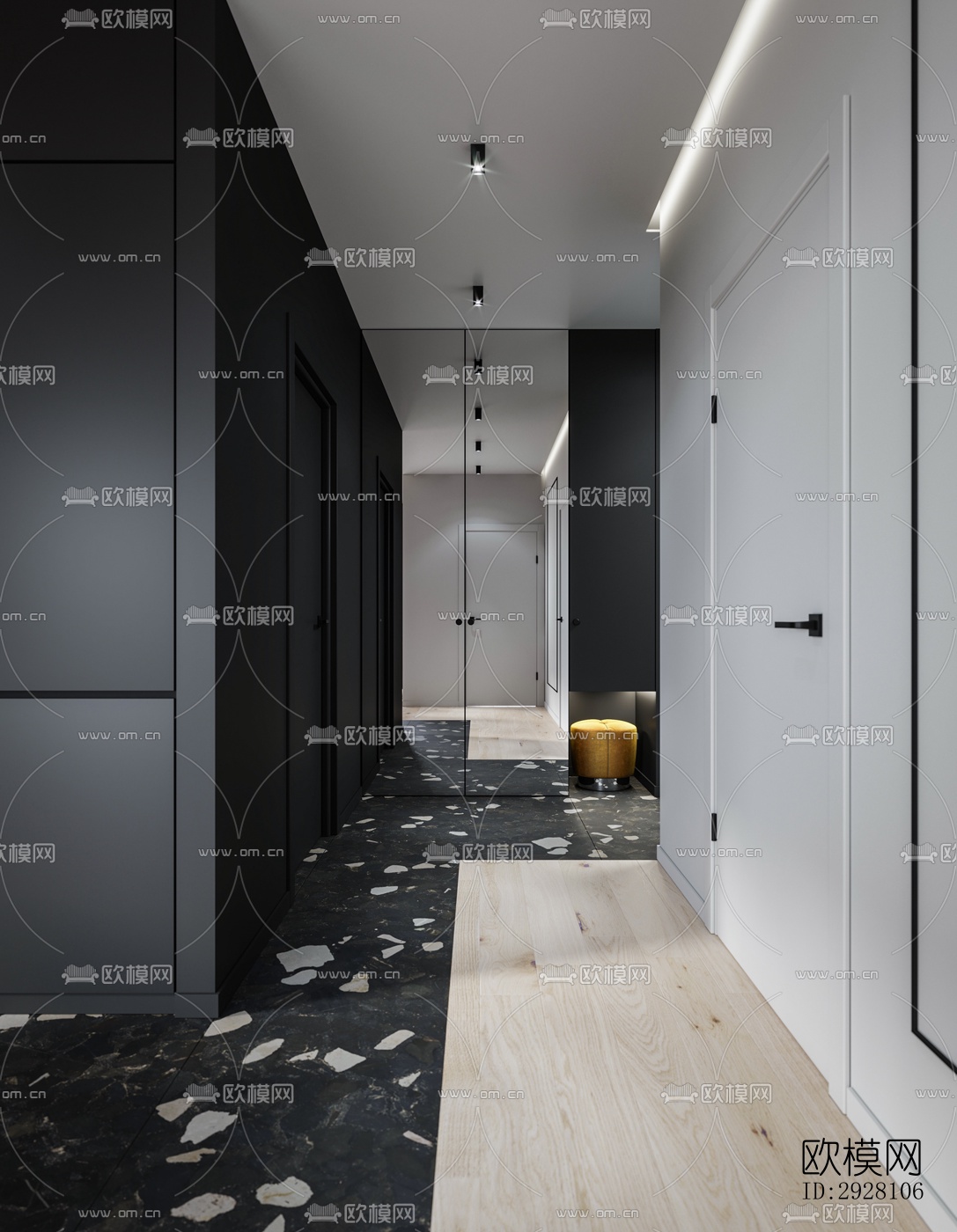 高级灰公寓效果图下载（渲染图9）