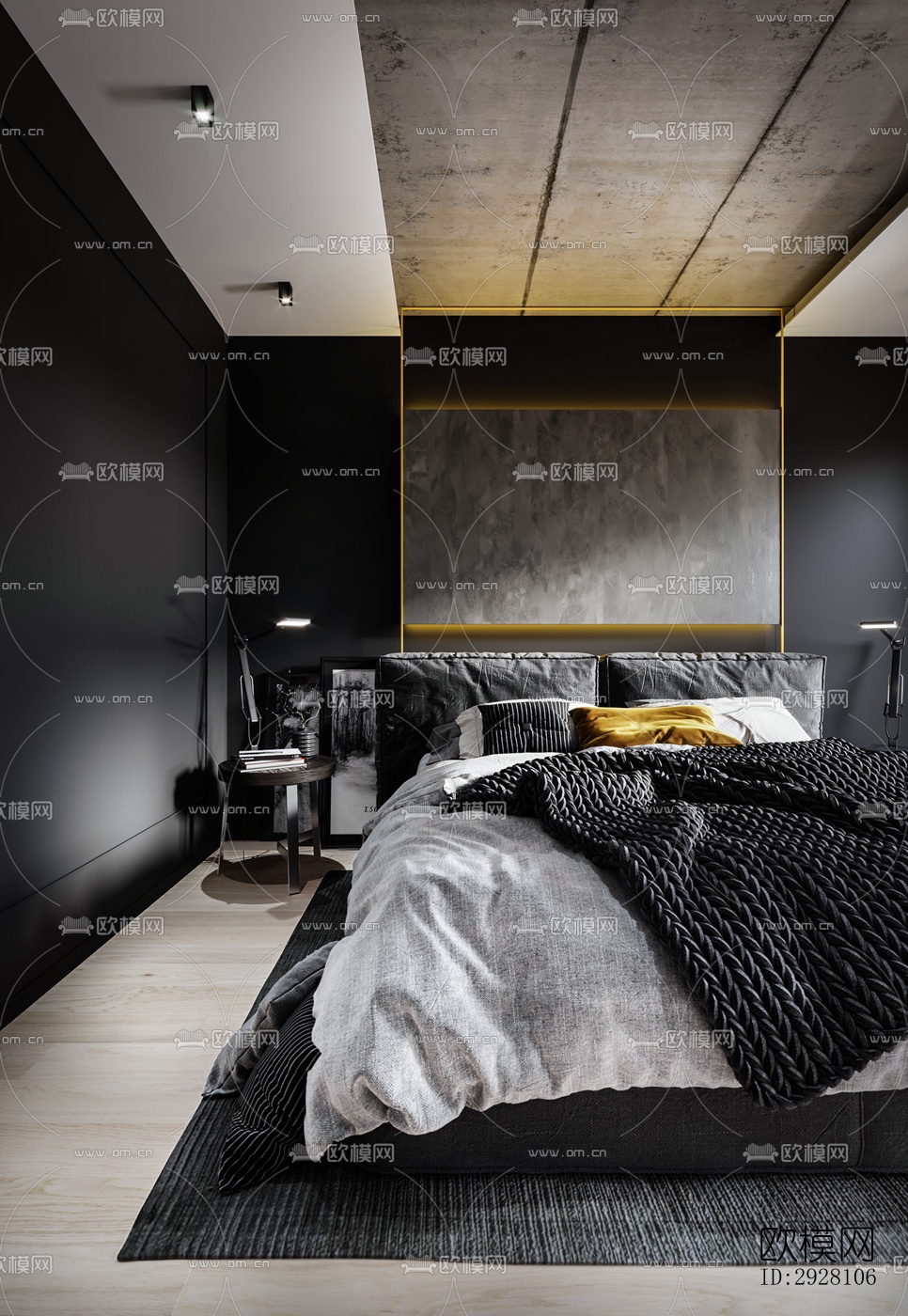 高级灰公寓效果图下载（渲染图10）