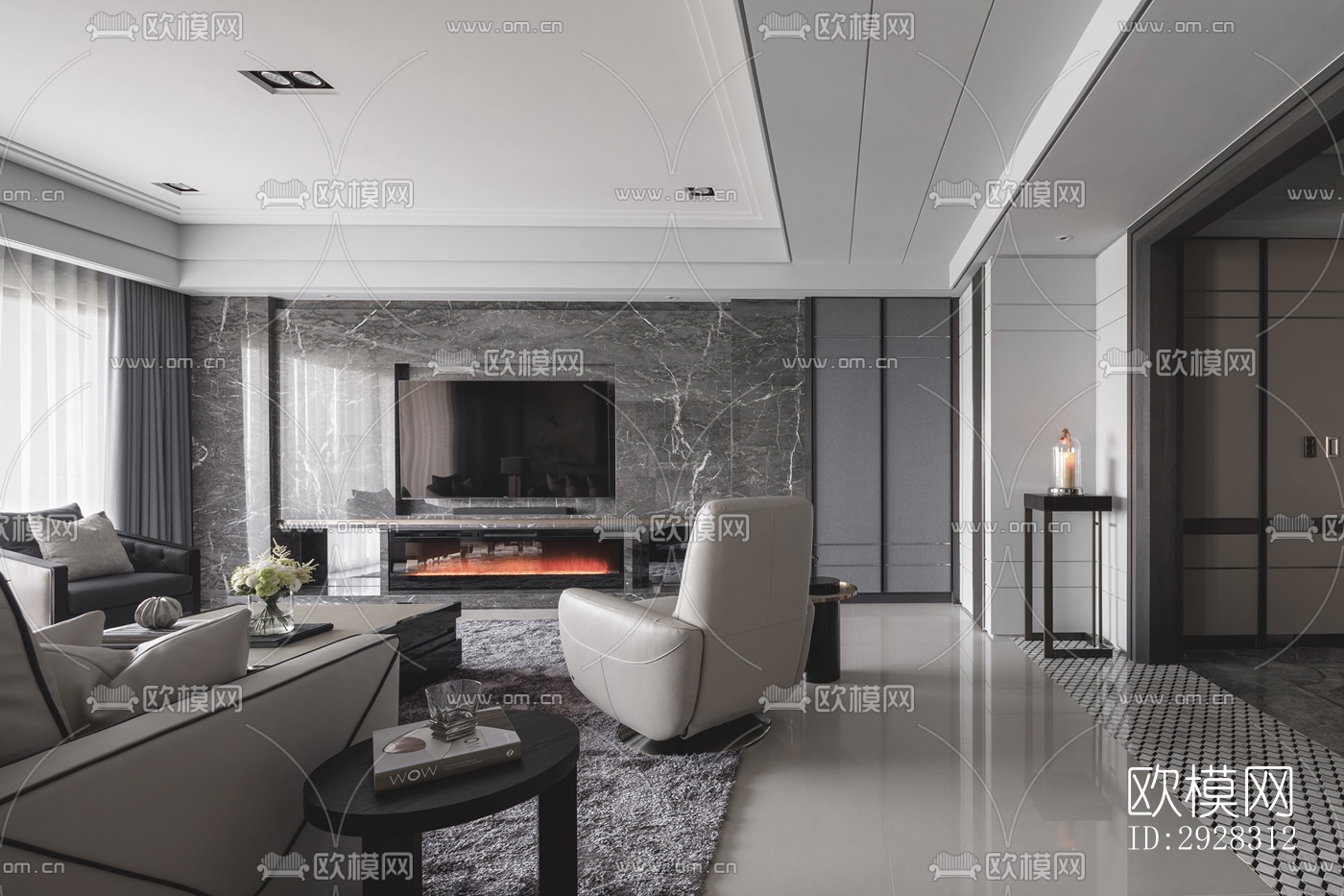 现代平层效果图下载（渲染图13）