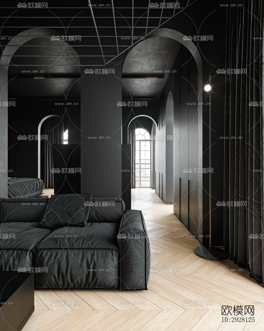 高级灰公寓效果图下载（渲染图8）