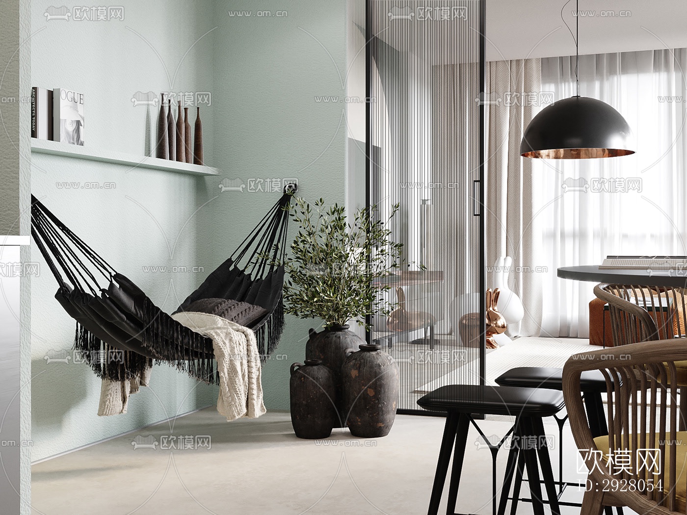 现代公寓效果图下载（渲染图1）