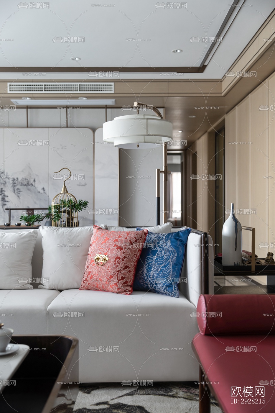 新中式平层效果图下载（渲染图20）