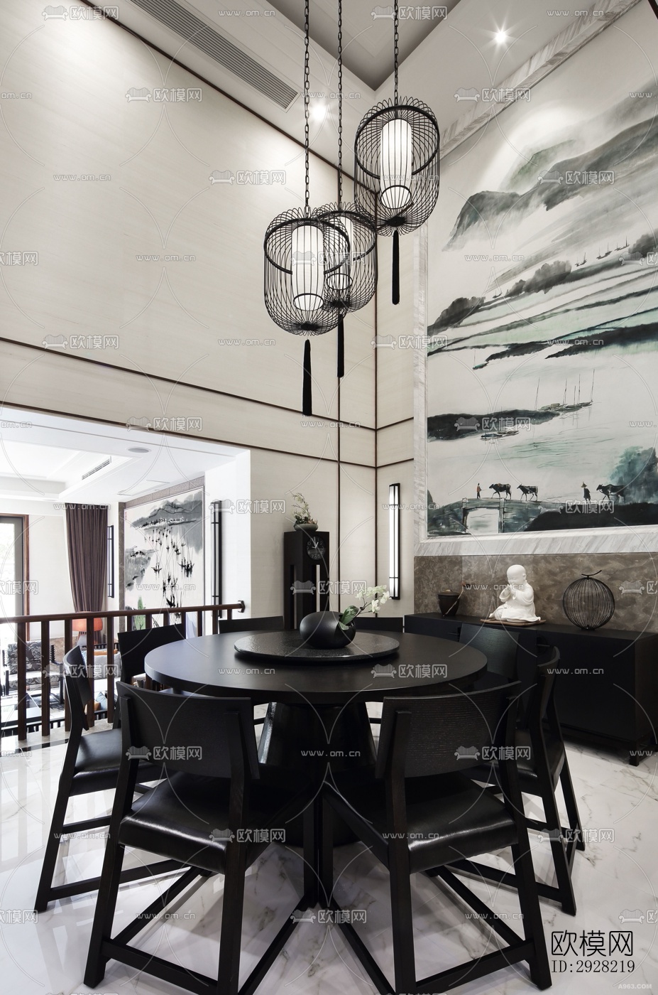 新中式平层效果图下载（渲染图16）