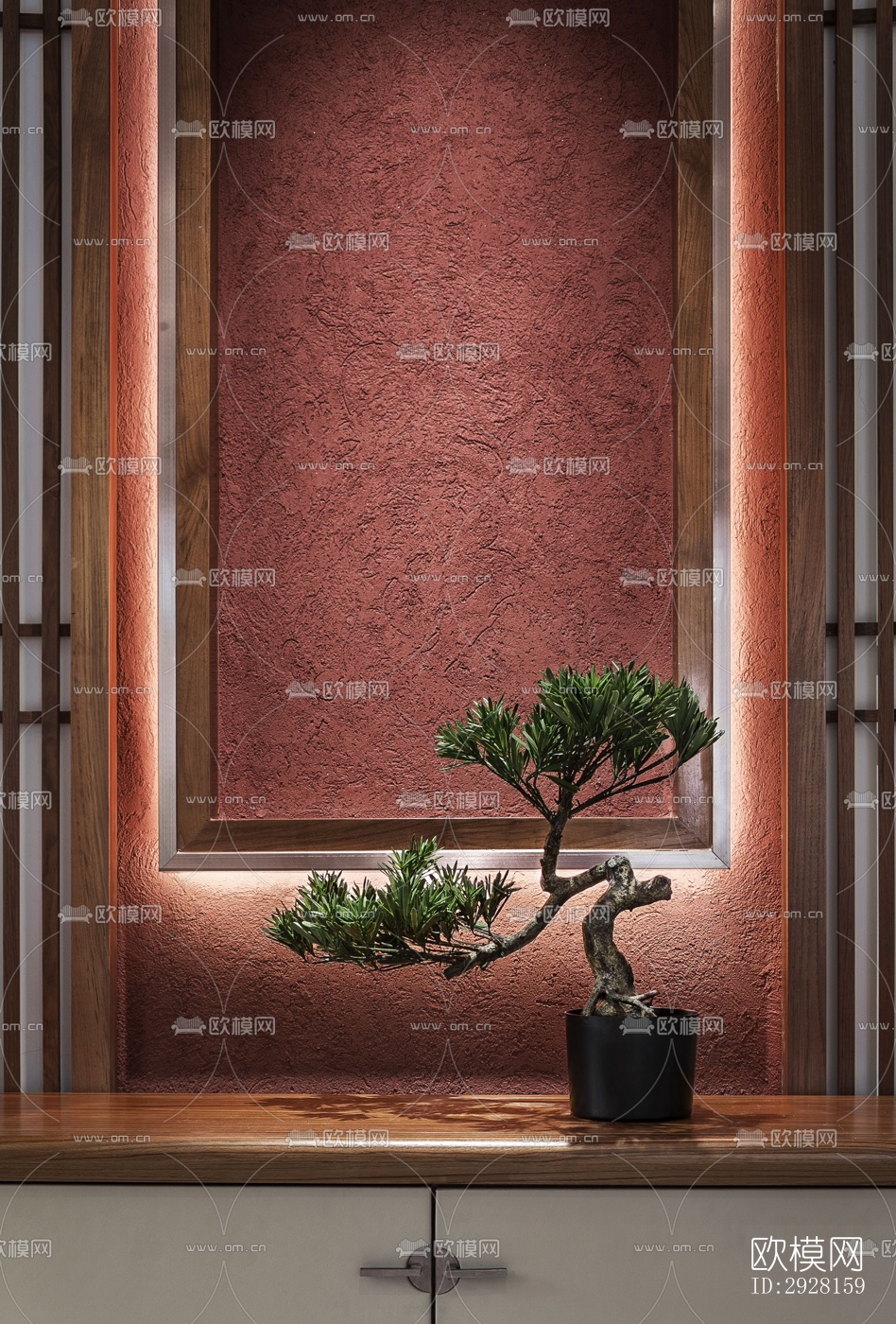 新中式平层效果图下载（渲染图8）