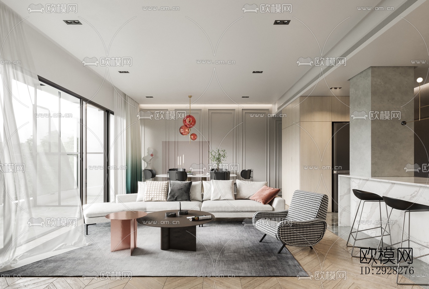 欧式平层效果图下载（渲染图1）