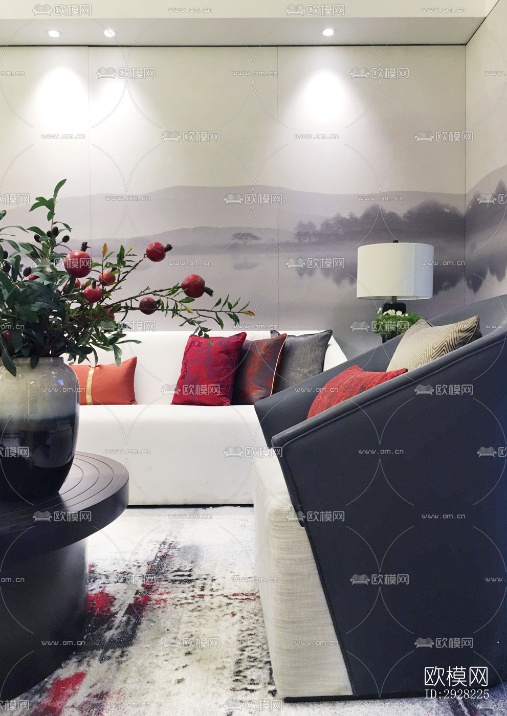 新中式平层效果图下载（渲染图6）