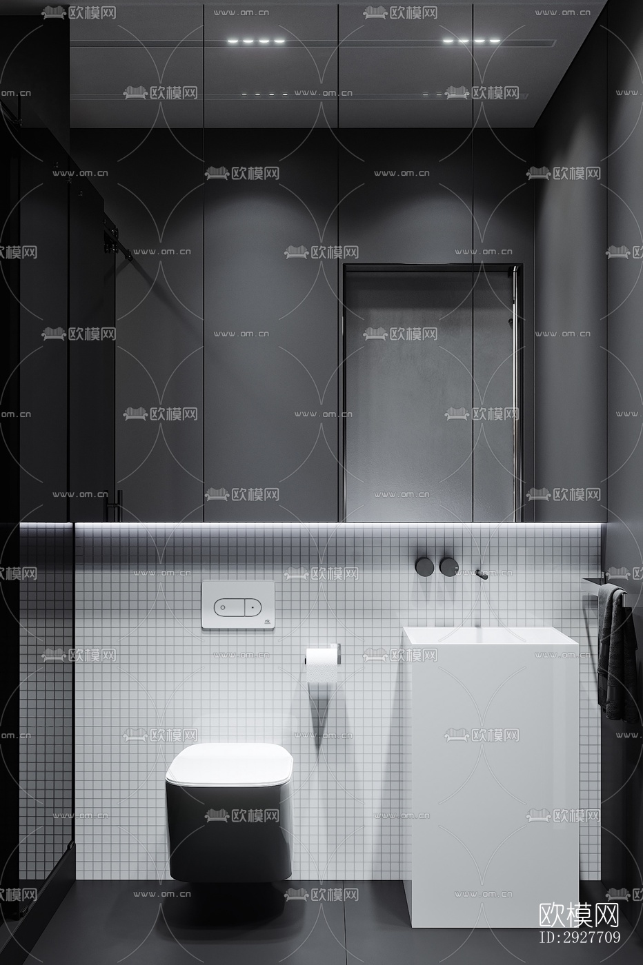 高级灰别墅效果图下载（渲染图7）