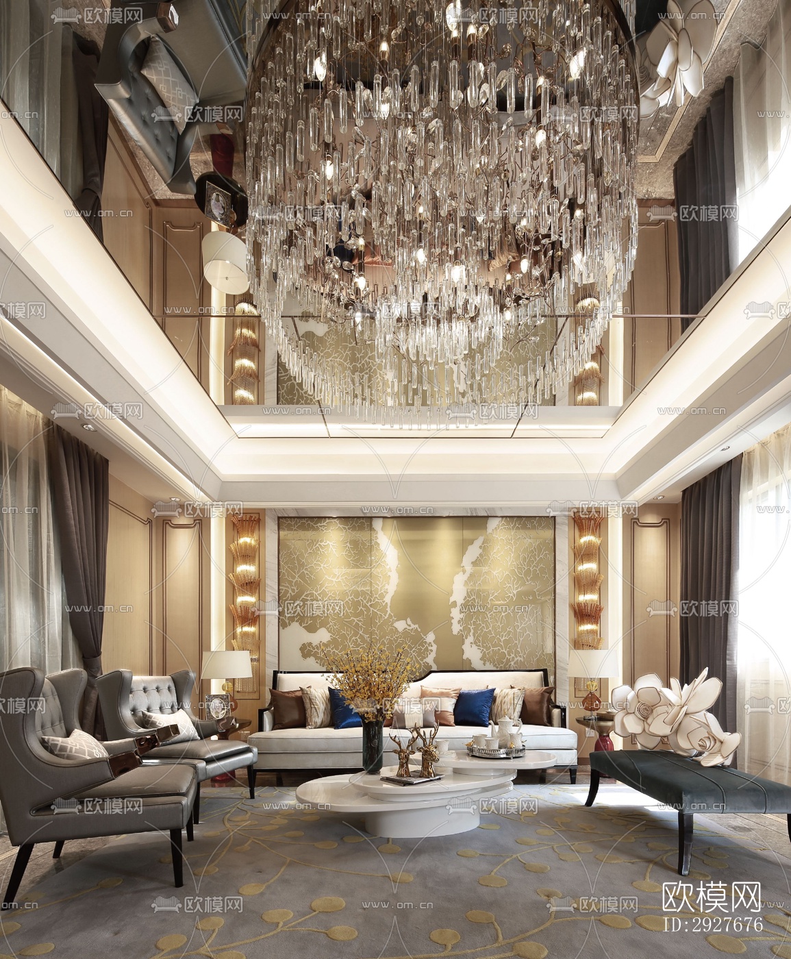 新中式别墅效果图下载（渲染图1）