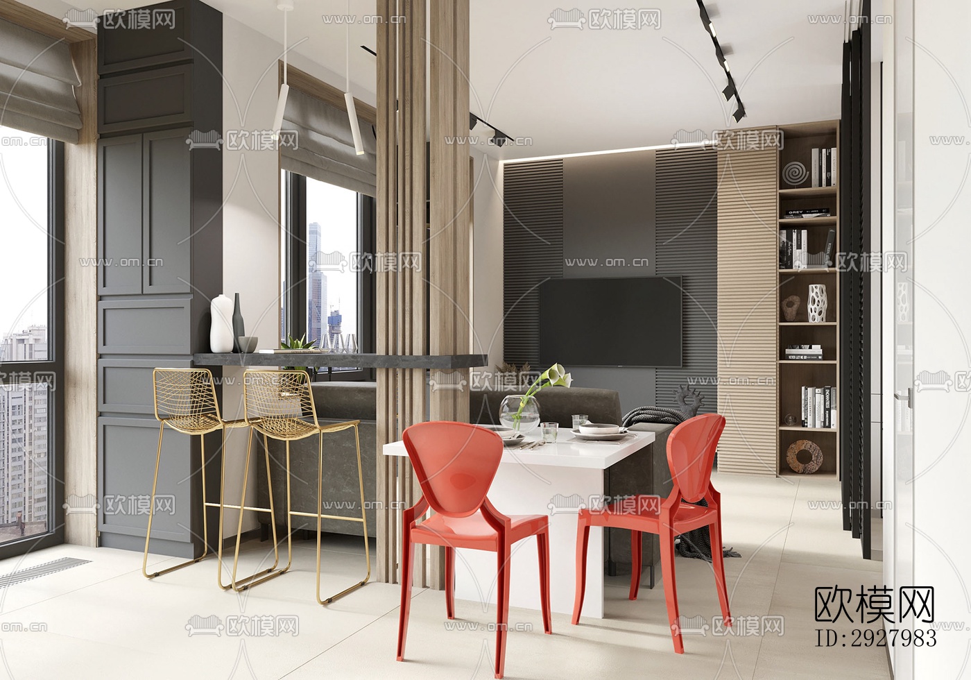 现代公寓效果图下载（渲染图5）