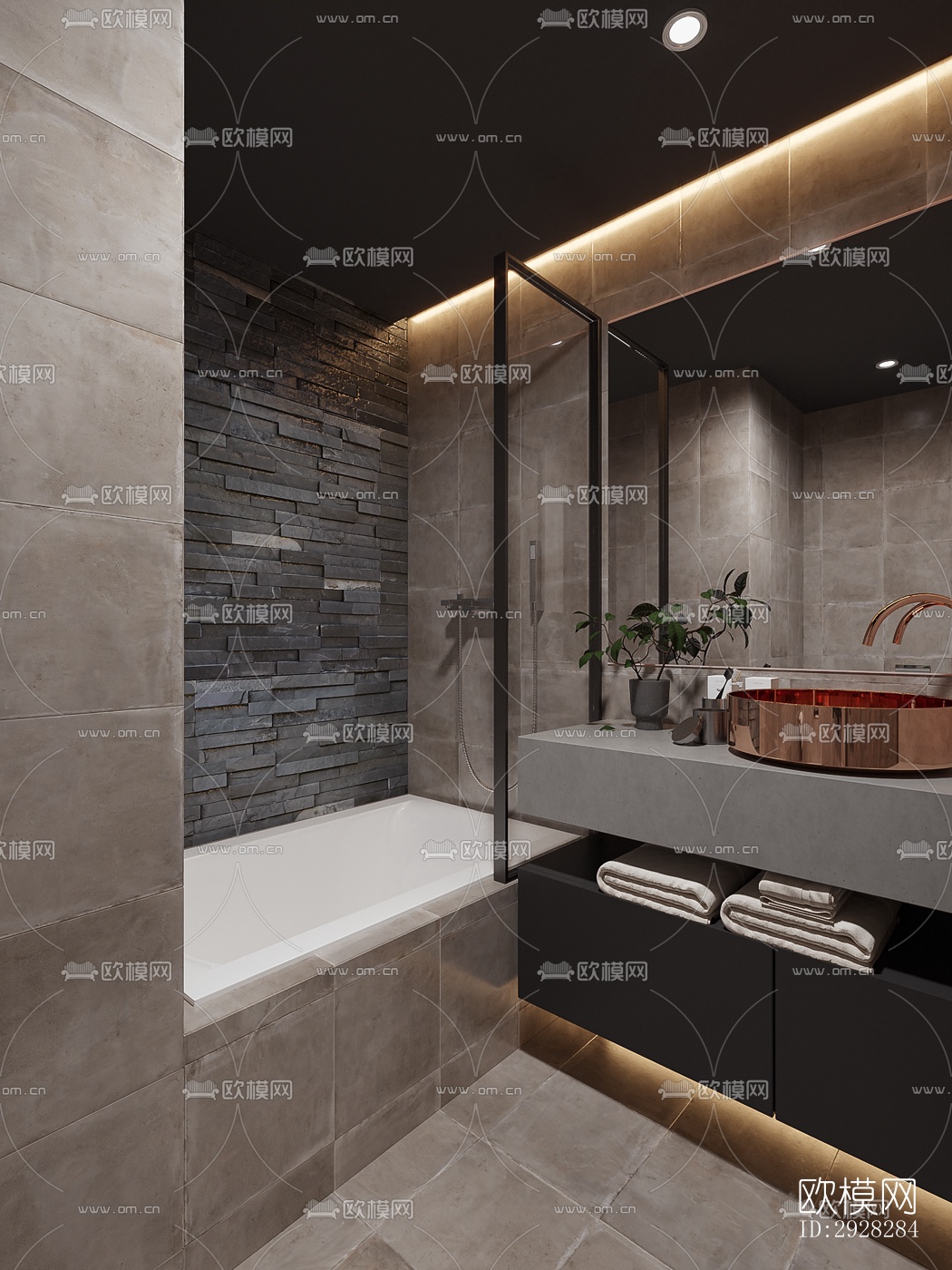 现代平层效果图下载（渲染图12）