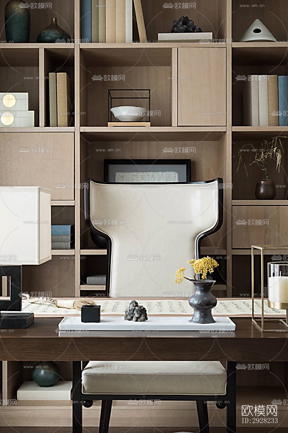 新中式平层效果图下载（渲染图15）